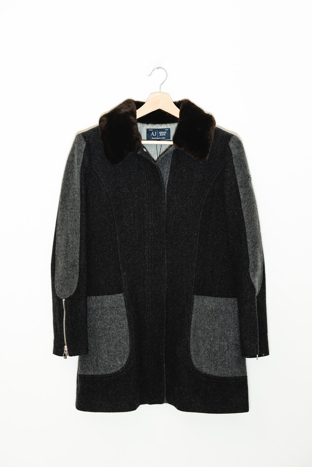 CAPPOTTO GRIGIO SCURO CON DETTAGLI IN GRIGIO MEDIO DA DONNA