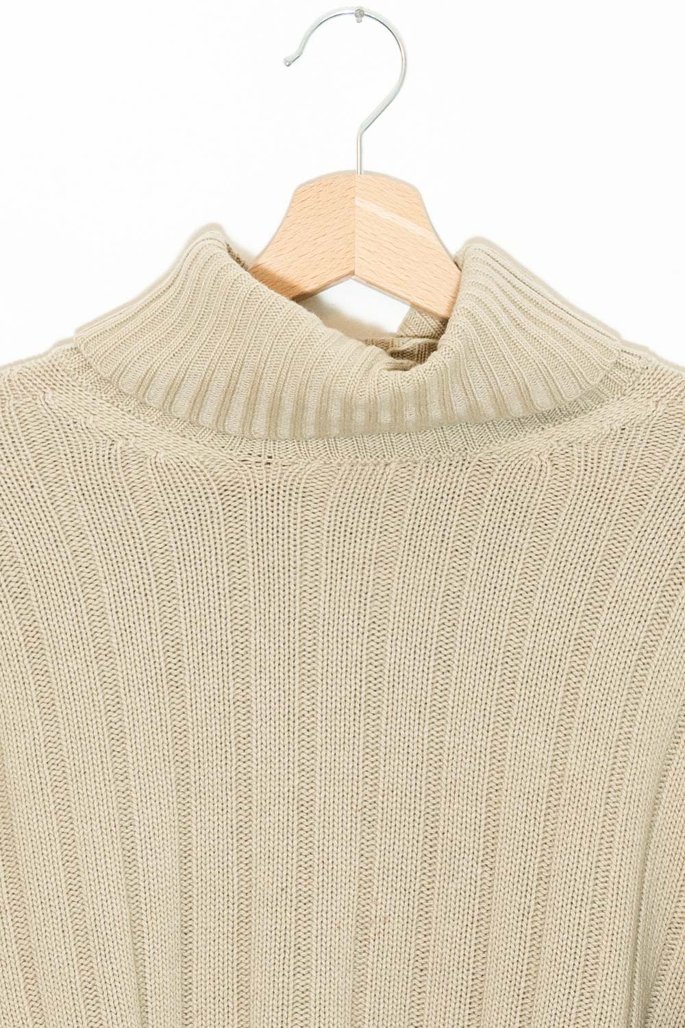 MAGLIONCINO A RIGHE BEIGE CON COLLO ALTO DA UOMO