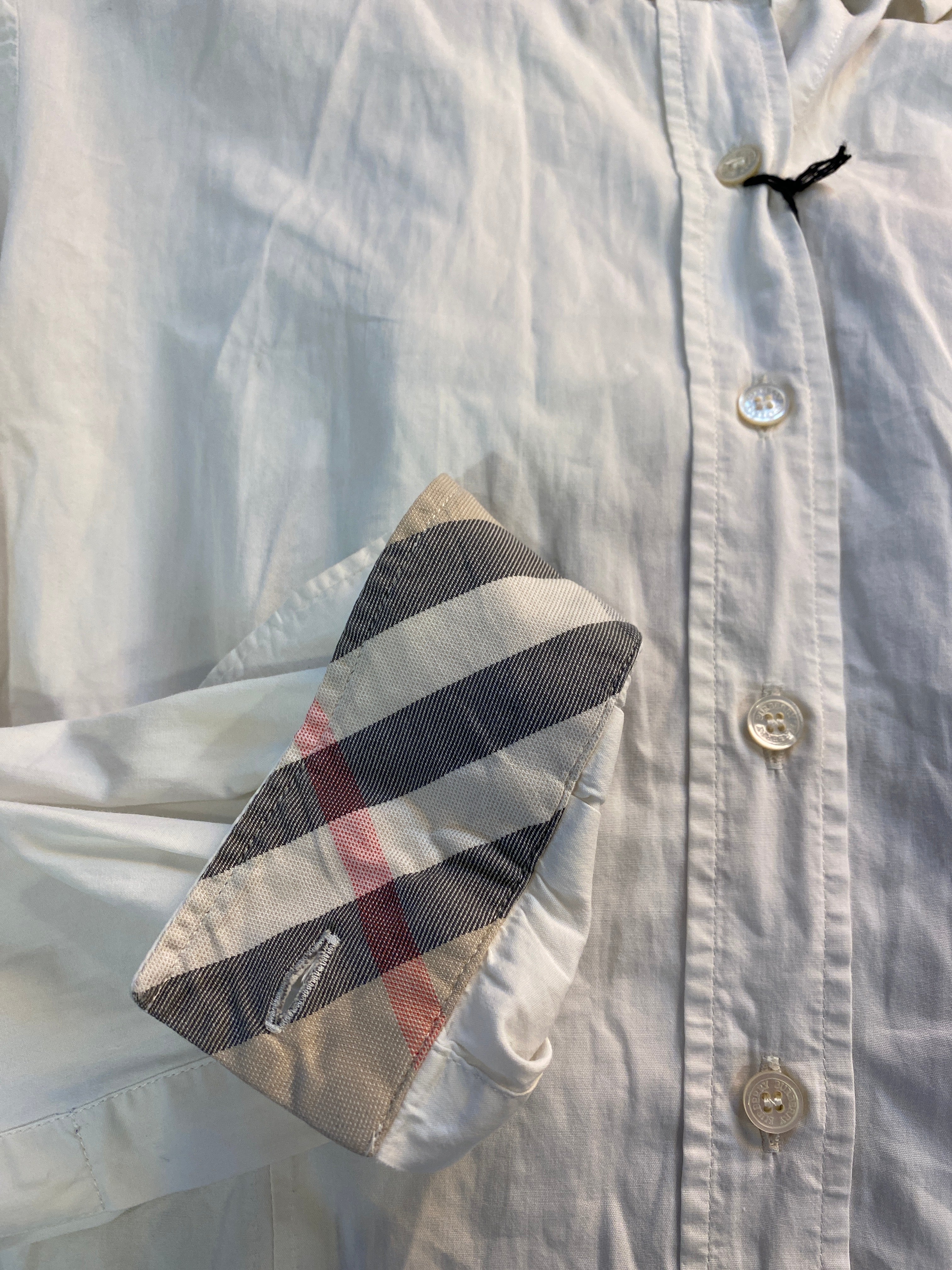 CAMICIA BIANCA COLLETTO E POLSINI A SCACCHI