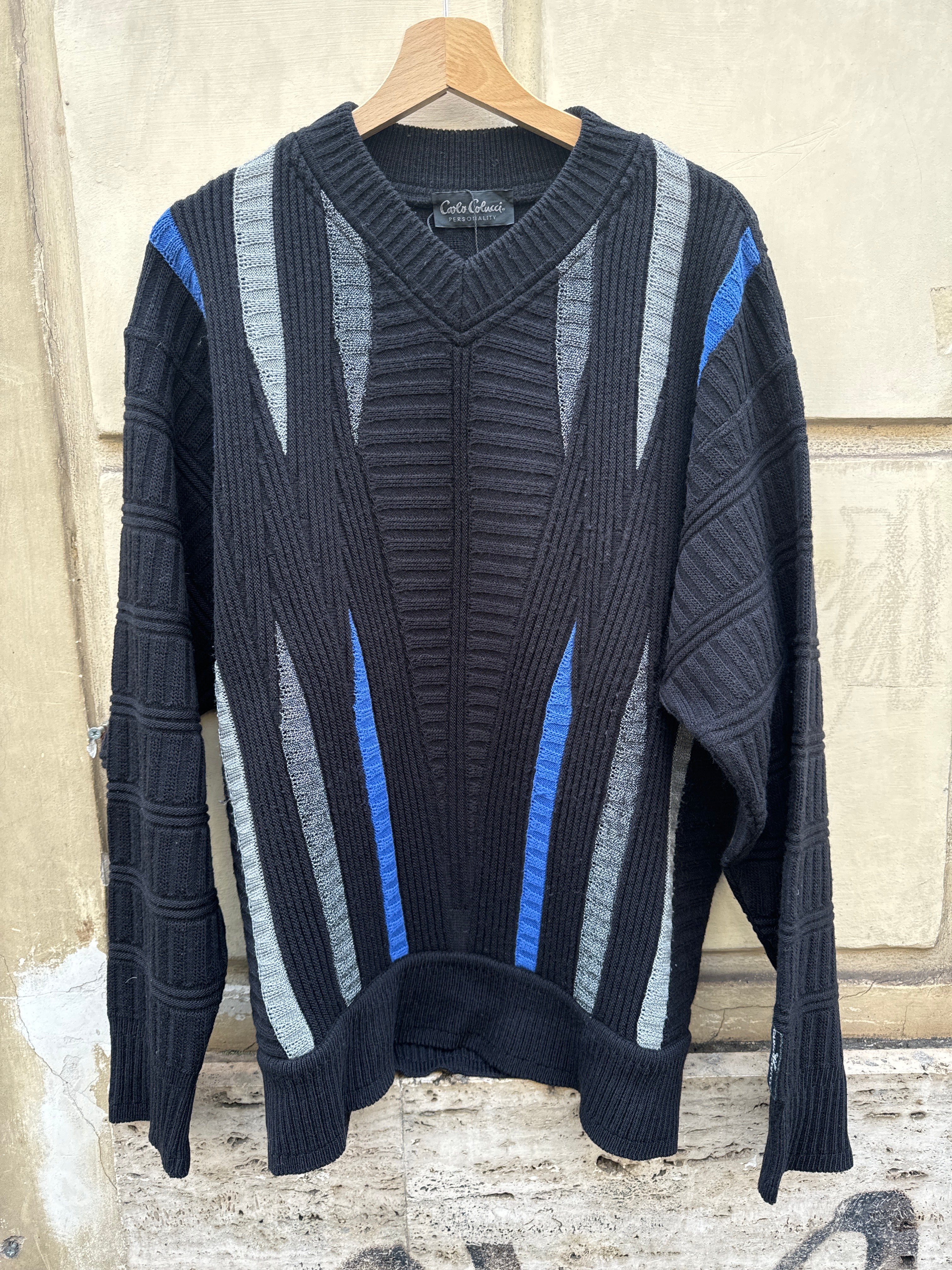 MAGLIONE NERO CON FANTASIA DA UOMO