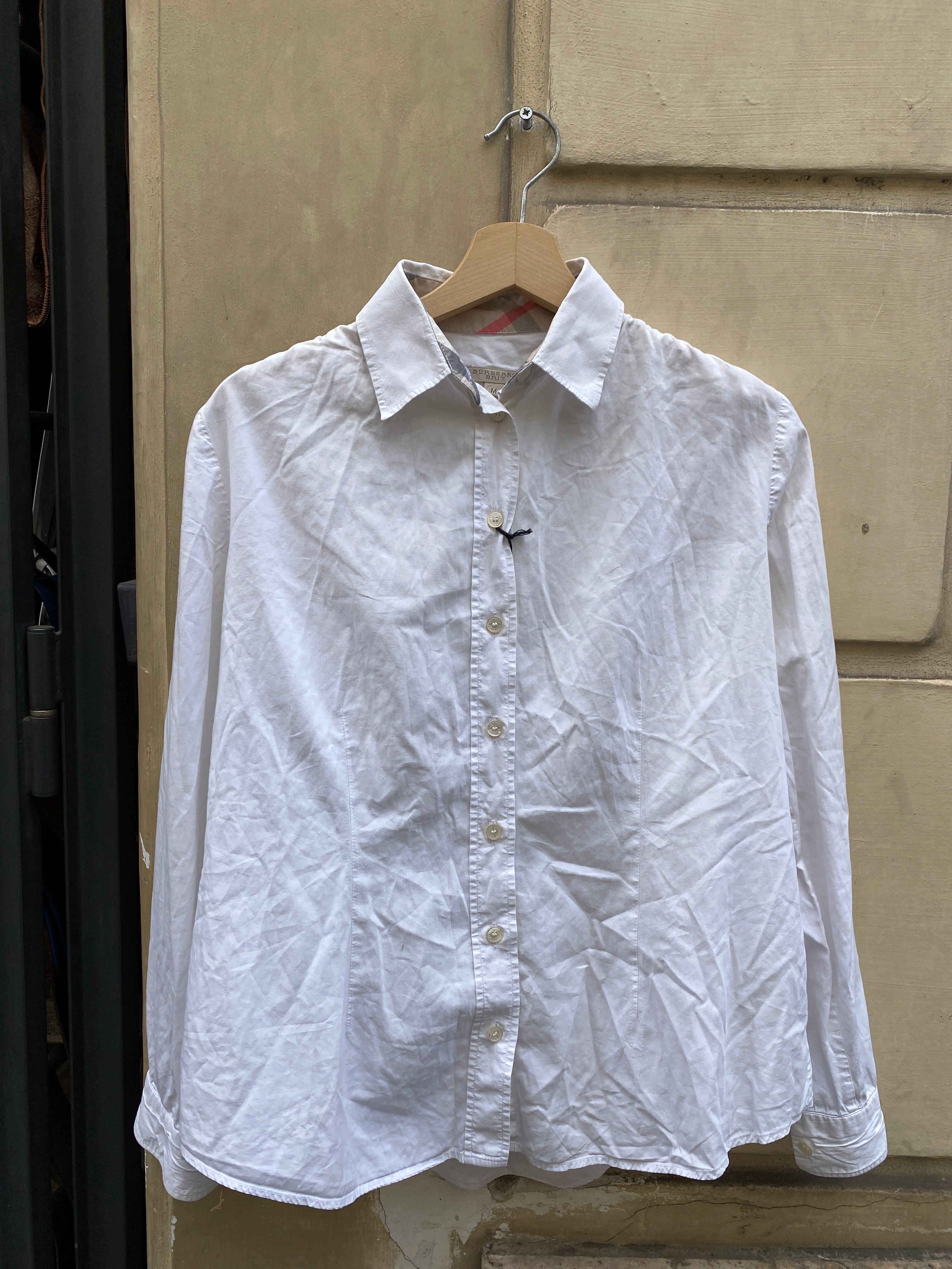 CAMICIA BIANCA COLLETTO E POLSINI A SCACCHI