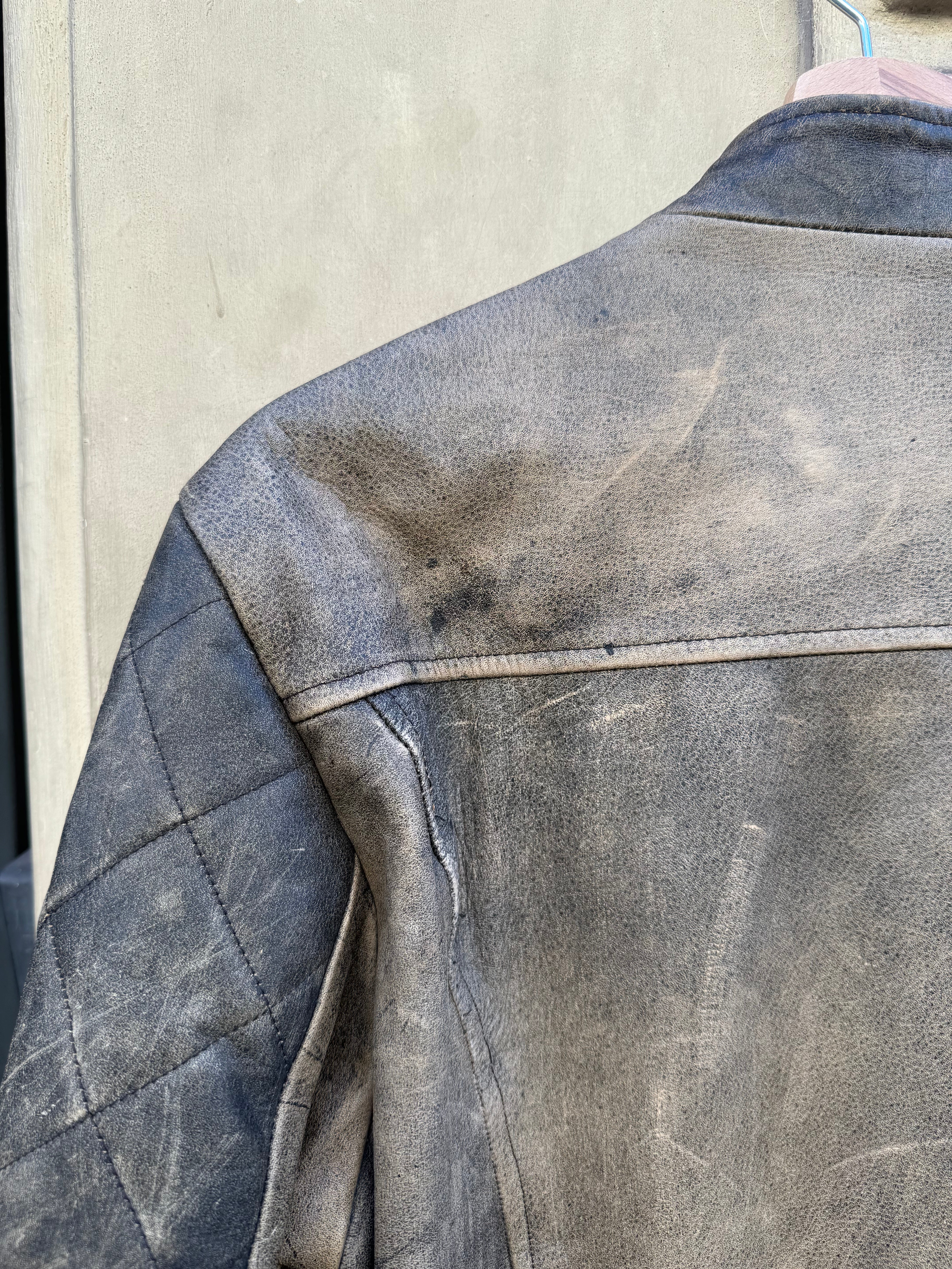 GIACCA PELLE CON RICAMO SU MANICA DA UOMO