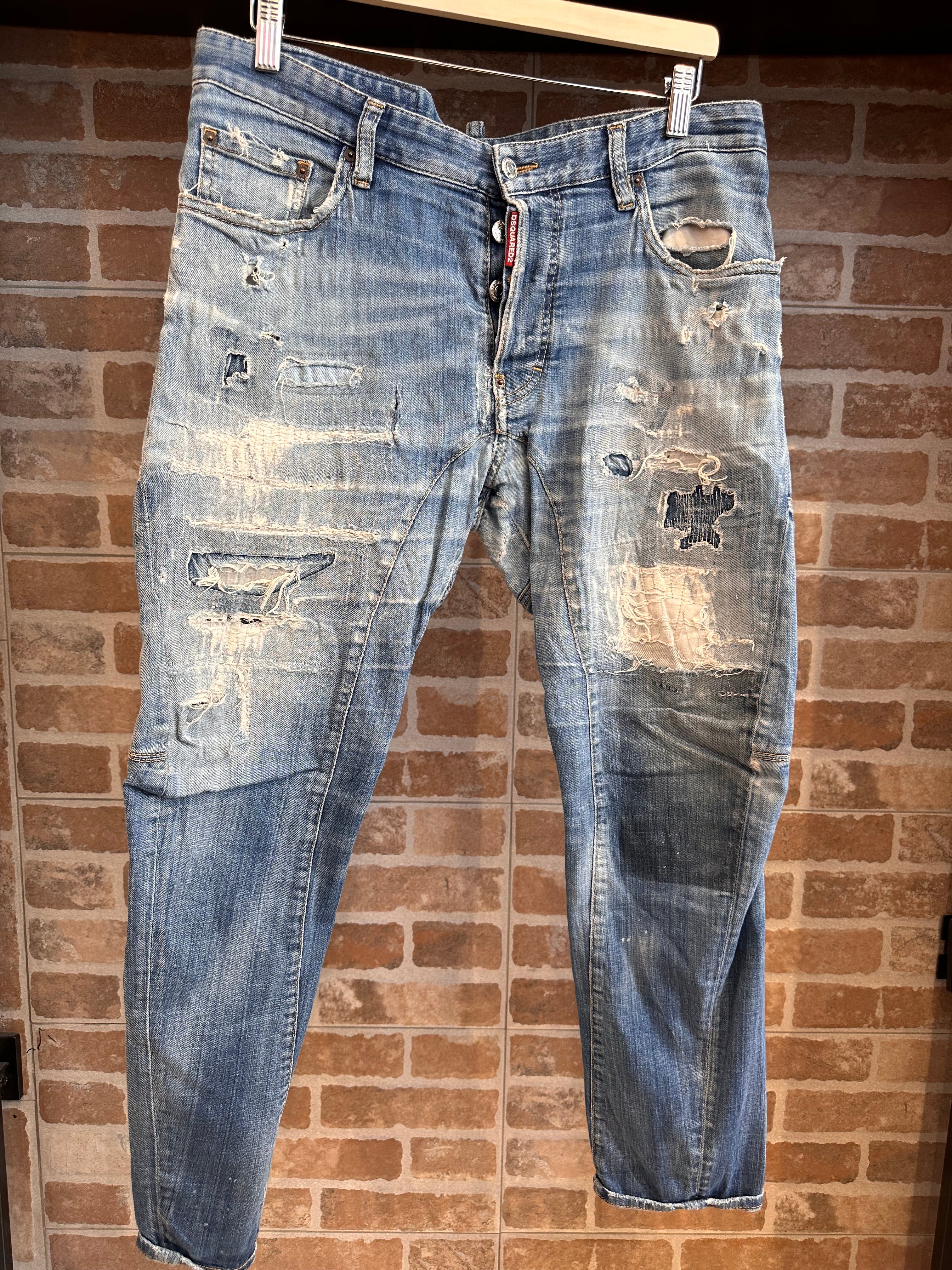 JEANS STRAPPATI BLU DA UOMO