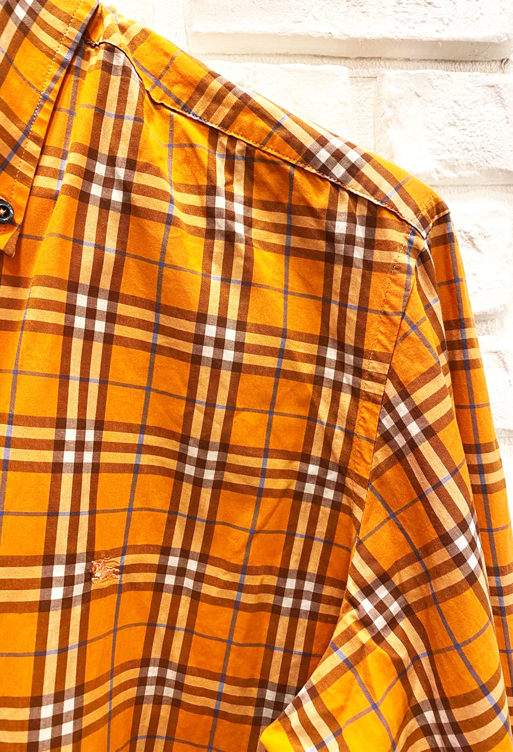 CAMICIA A QUADRETTI ARANCIONE DA UOMO