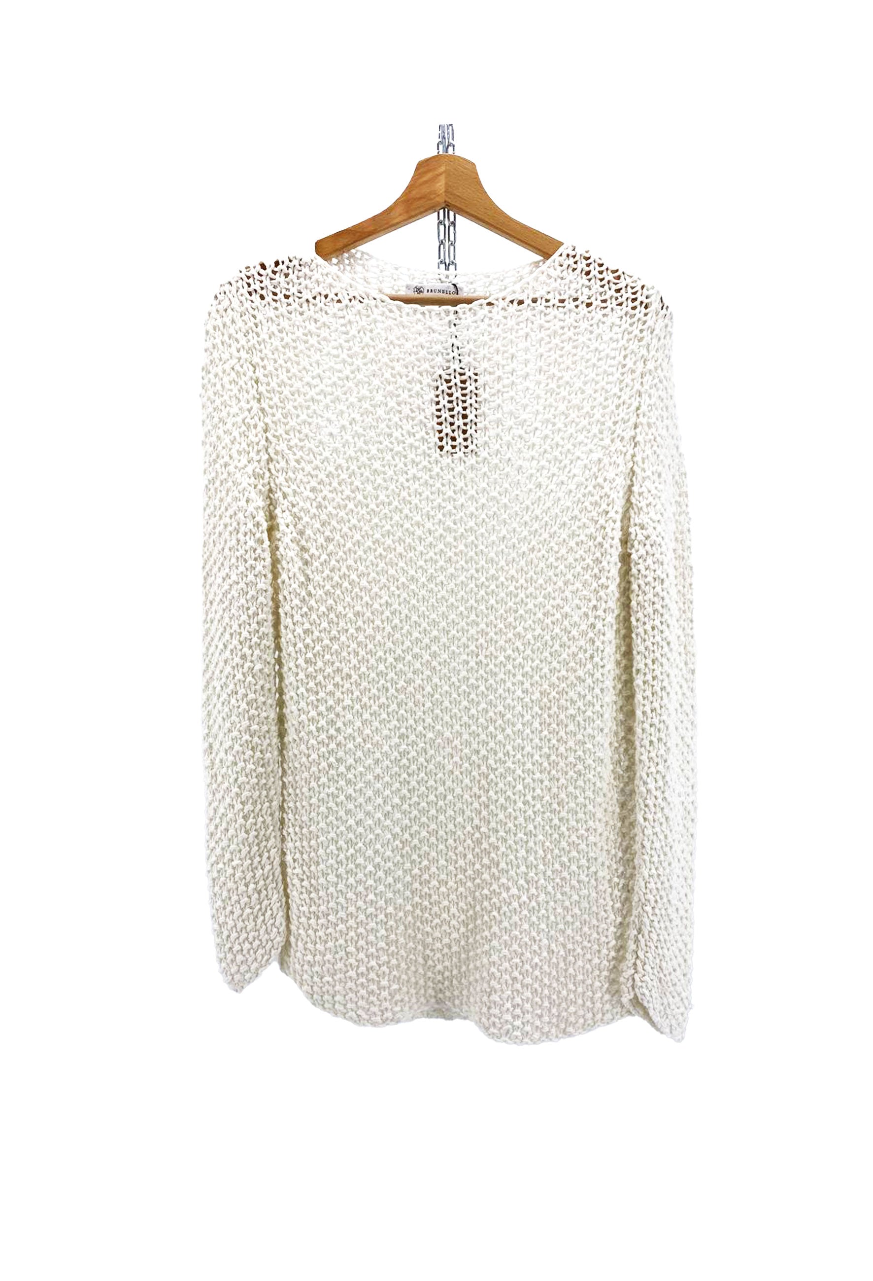 MAGLIONE A MAGLIA BIANCO DA DONNA