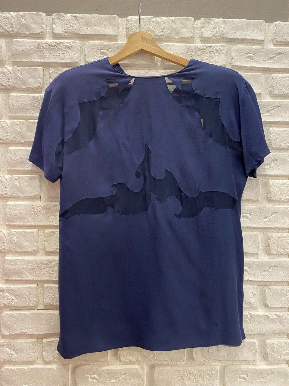 BLUSA BLU A MANICHE CORTE DA DONNA