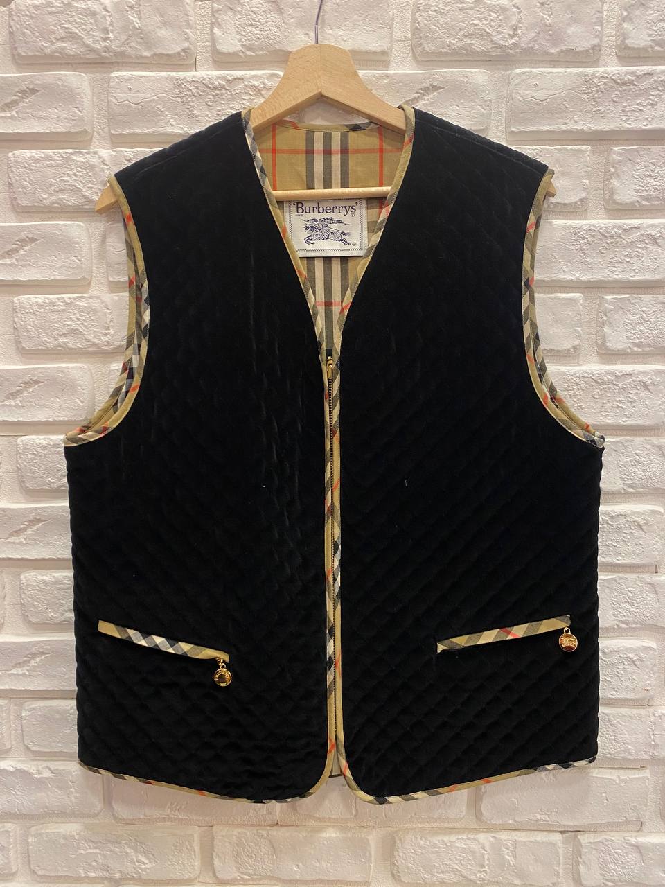 GILET IN VELLUTO CON DETTAGLI CHECK DA DONNA