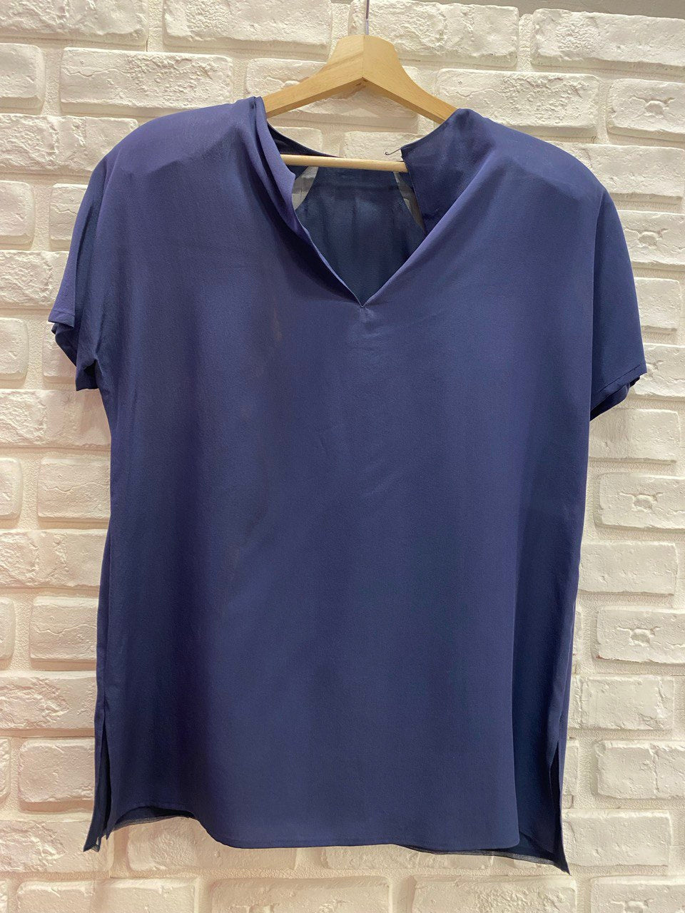 BLUSA BLU A MANICHE CORTE DA DONNA