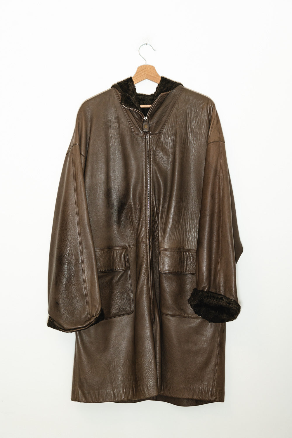 CAPPOTTO IN PELLE MARRONE SCURO DA DONNA